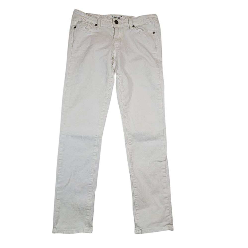 PAIGE Women's Skyline Ankle Peg Jeans Sz 27 Optic White Skinny Stretch